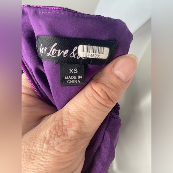 For Love & Lemons Purple Ruched Bodycon Dress w Bishop Sleeves - Picture 7 of 12